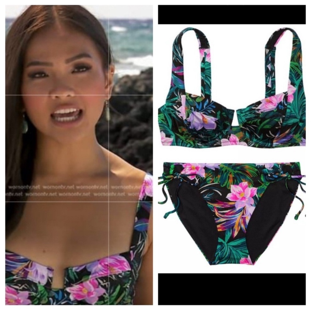Excellent condition Victoria’s Secret Black Tropical Swim High waisted M 38D